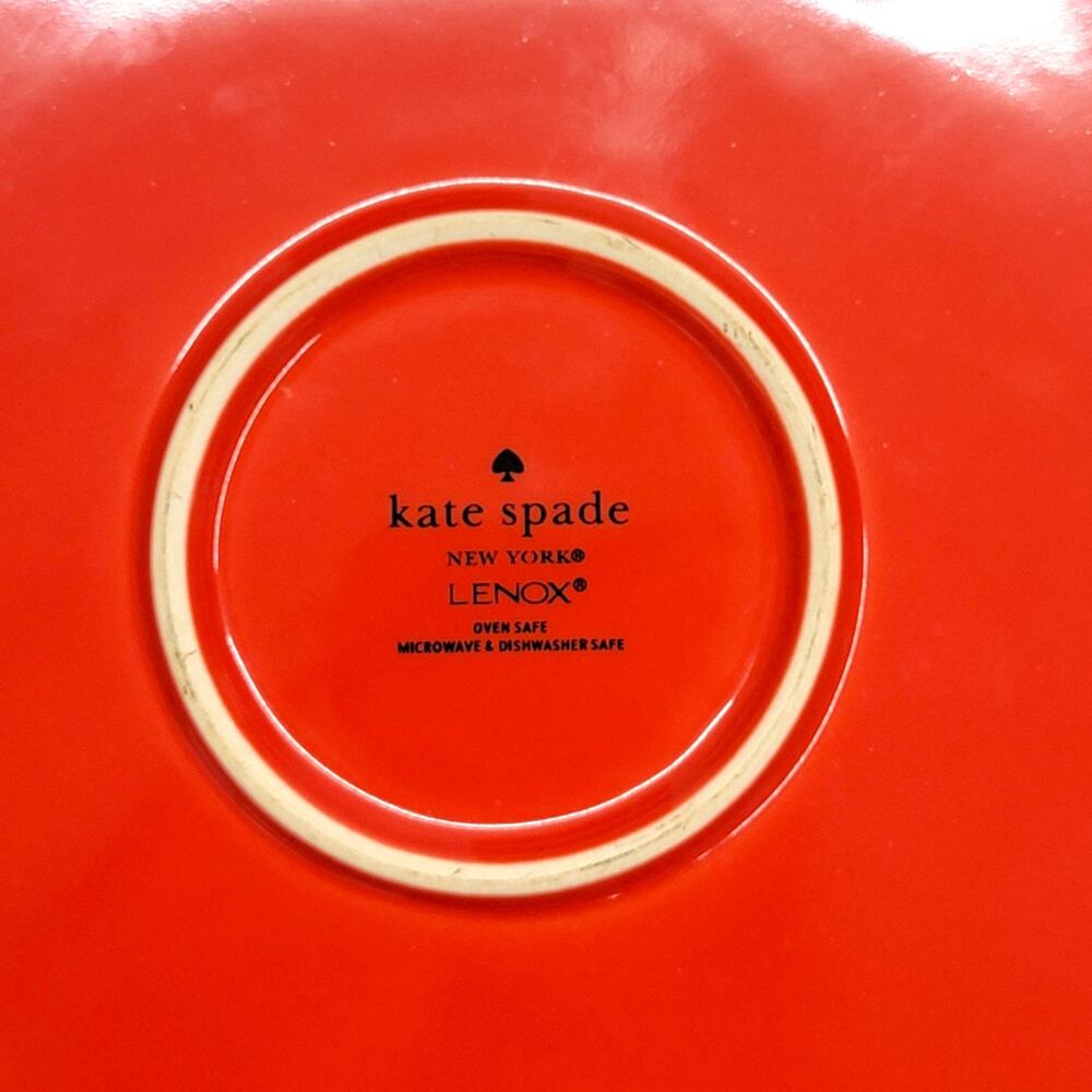 Kate Spade Lenox Sweet Nothings Red Deep Pie Dish Plate Ceramic Baker 10.5"